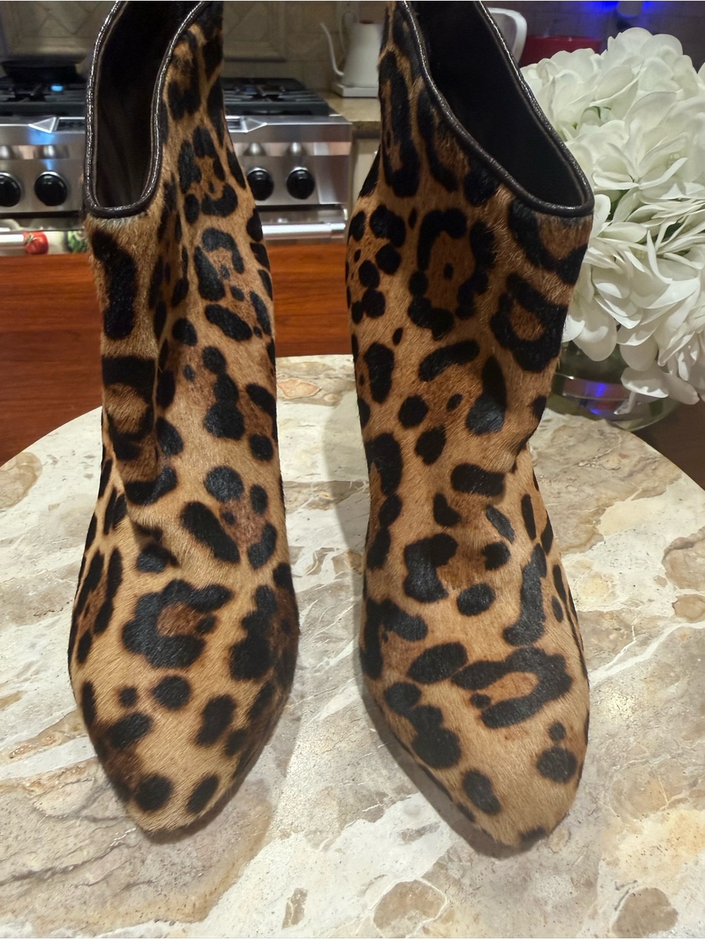 Christian Louboutin Leopard Pony Hair Boots 35.5